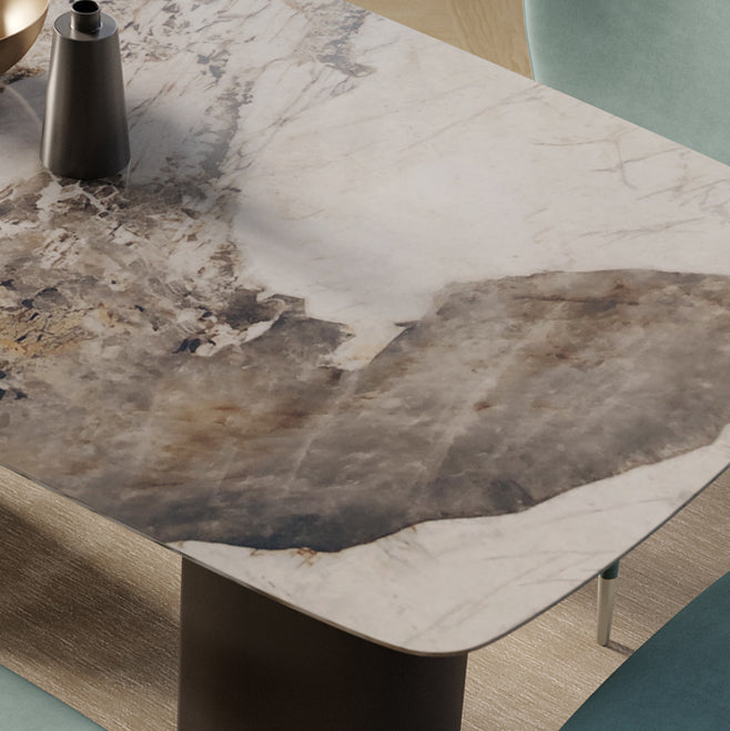 Modern Rectangle Dining Table Set 1/4/5/7 Pieces Sintered Stone Top Dinette Set