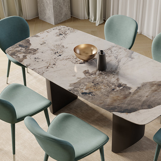 Modern Rectangle Dining Table Set 1/4/5/7 Pieces Sintered Stone Top Dinette Set