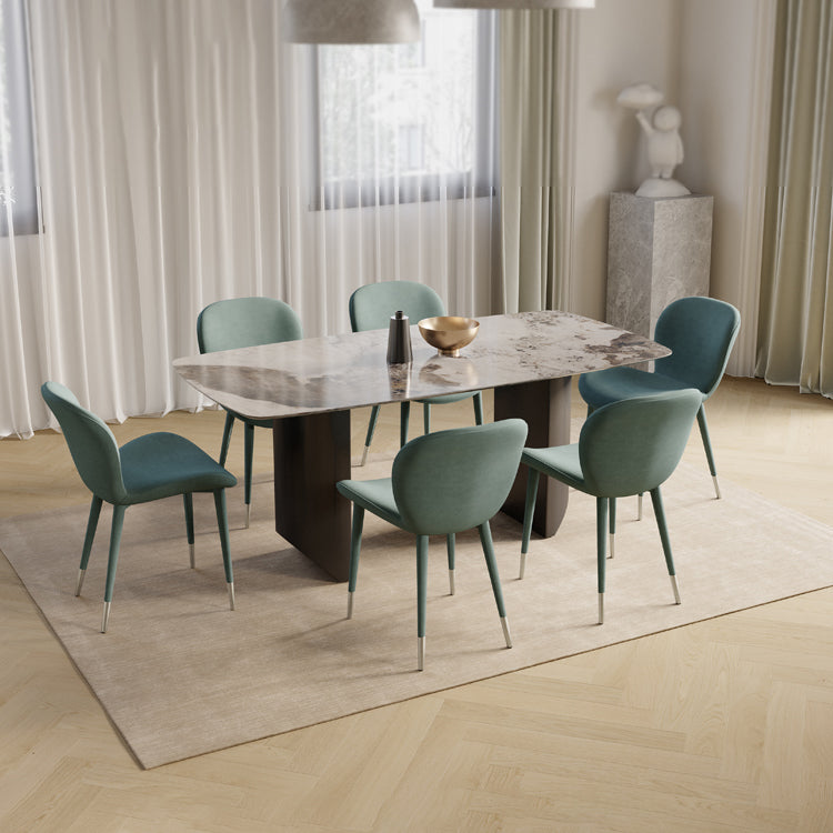 Modern Rectangle Dining Table Set 1/4/5/7 Pieces Sintered Stone Top Dinette Set