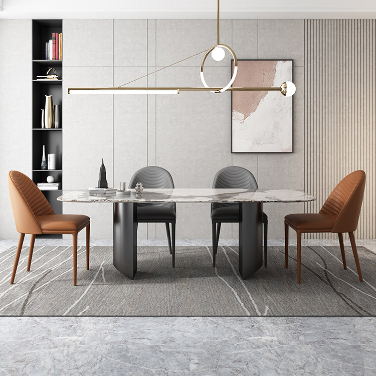 Modern Rectangle Dinette Set 1/4/5/7 Pieces Sintered Stone Top Dining Table Set