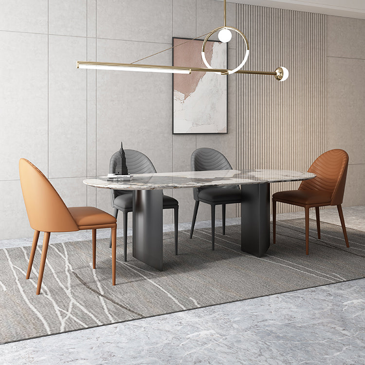 Modern Rectangle Dinette Set 1/4/5/7 Pieces Sintered Stone Top Dining Table Set