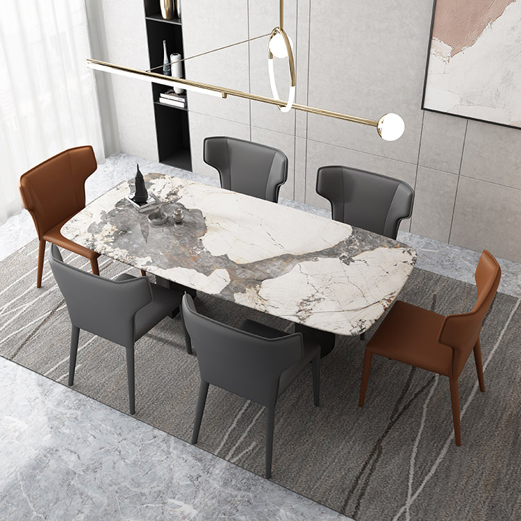 Modern Rectangle Dinette Set 1/4/5/7 Pieces Sintered Stone Top Dining Table Set