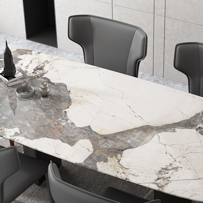Modern Rectangle Dinette Set 1/4/5/7 Pieces Sintered Stone Top Dining Table Set