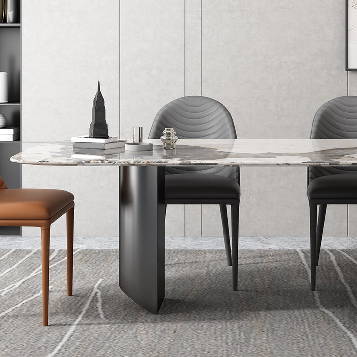 Modern Rectangle Dinette Set 1/4/5/7 Pieces Sintered Stone Top Dining Table Set