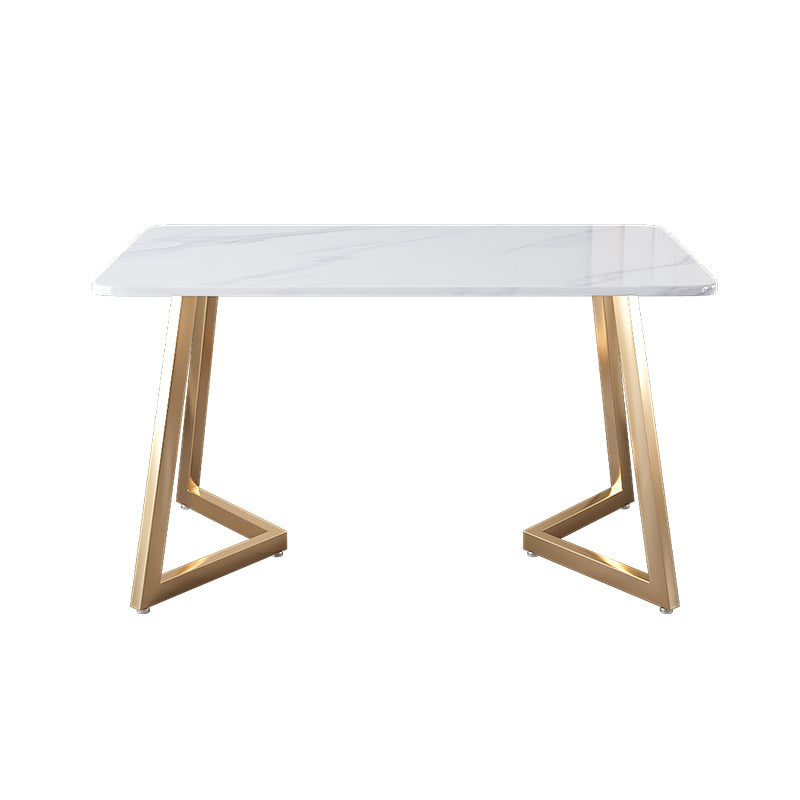 Glam Iron Dinette Set 1/2/5 Pieces Rectangle Dining Table Set with White Sintered Stone