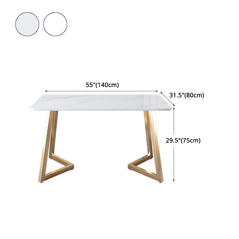 Glam Iron Dinette Set 1/2/5 Pieces Rectangle Dining Table Set with White Sintered Stone