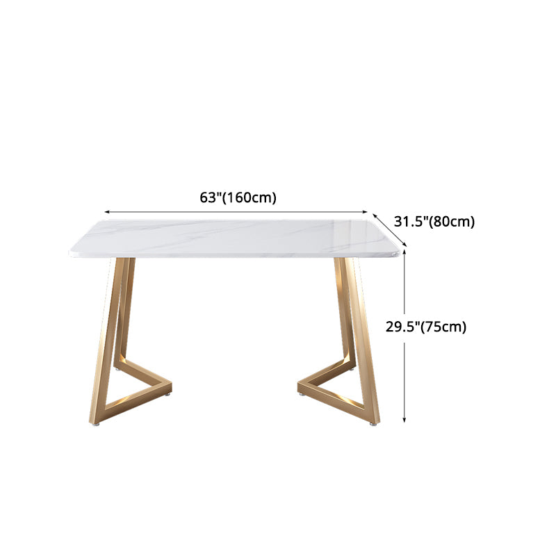 Glam Iron Dinette Set 1/2/5 Pieces Rectangle Dining Table Set with White Sintered Stone