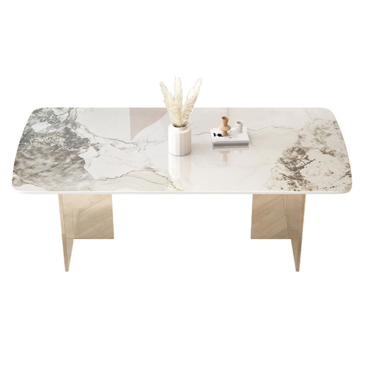 Modern Acrylic Dining Table Set 1/4/5/7 Pieces Rectangle Sintered Stone Top Dinette Set