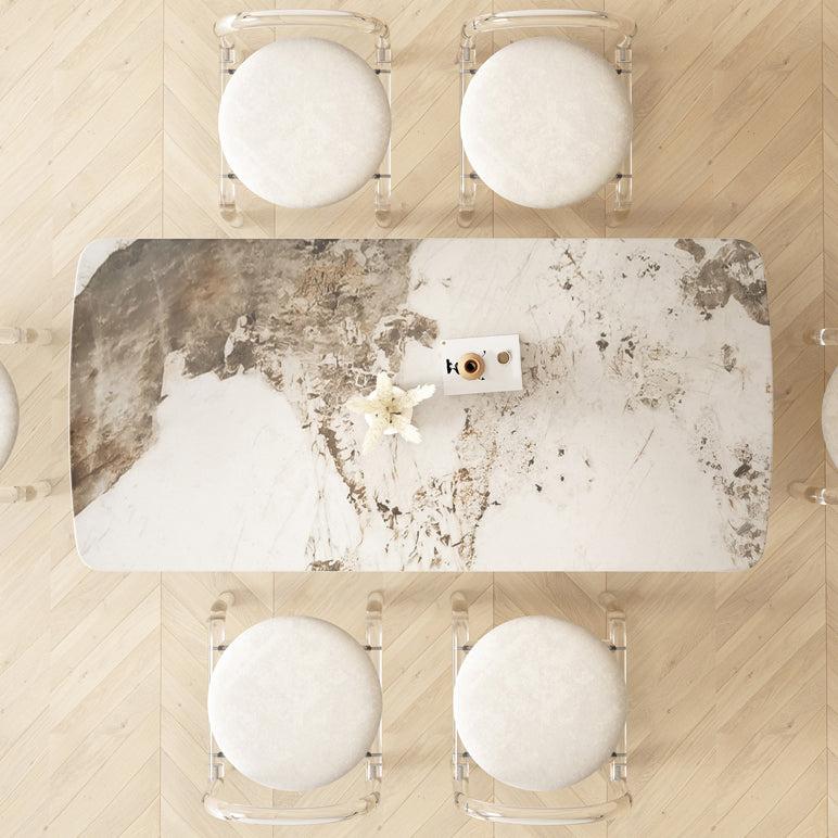 Modern Acrylic Dining Table Set 1/4/5/7 Pieces Rectangle Sintered Stone Top Dinette Set