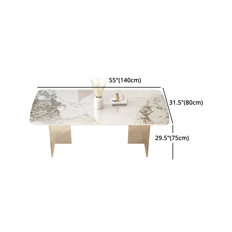 Modern Acrylic Dining Table Set 1/4/5/7 Pieces Rectangle Sintered Stone Top Dinette Set