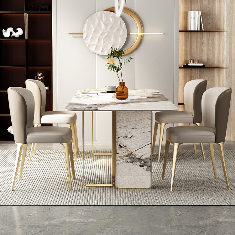 Luxury Sintered Stone Top Dining Set Rectangle 1/3/5/6 Pieces Dining Room Table Set