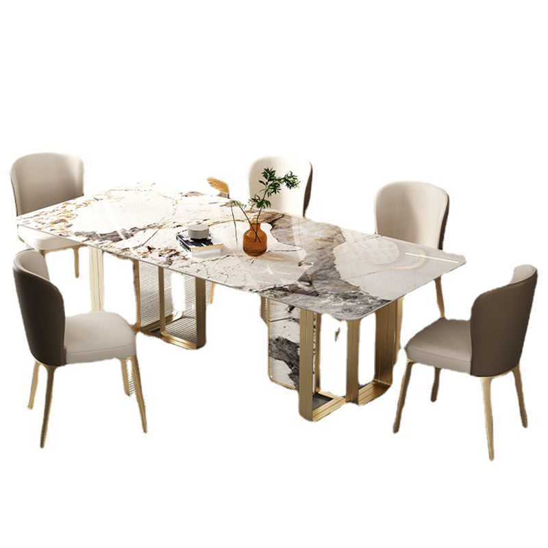 Luxury Sintered Stone Top Dining Set Rectangle 1/3/5/6 Pieces Dining Room Table Set