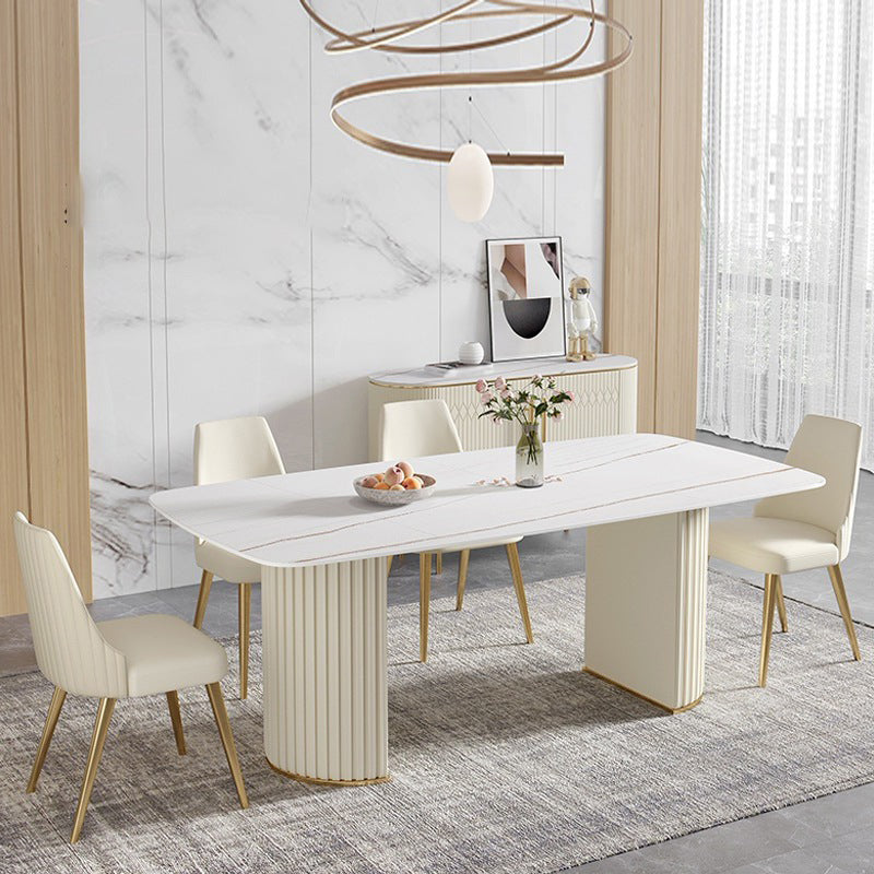 Nordic Sintered Stone Top Dining Set Rectangle 1/2/5/7 Pieces Dining Room Table Set
