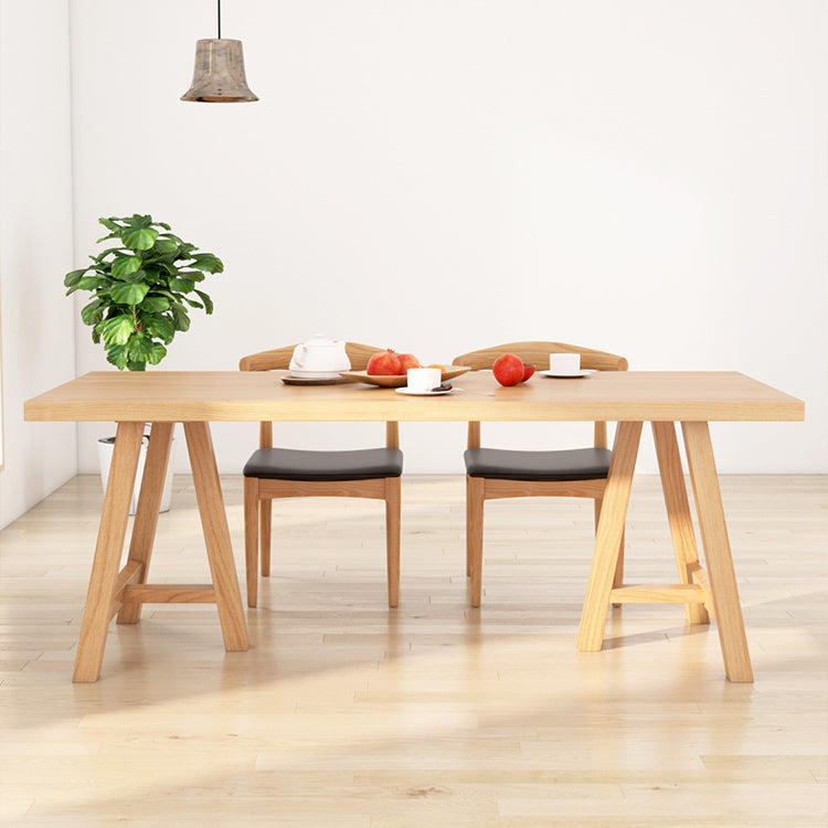 Modern Pine Solid Wood Table Rectangle Dining Table with Double Pedestal