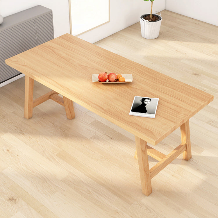 Modern Pine Solid Wood Table Rectangle Dining Table with Double Pedestal