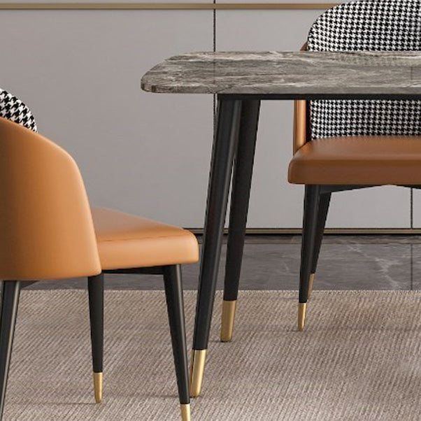 Rectangle Shape Luxury Dining Table Grey Fixed Table with Sintered Stone