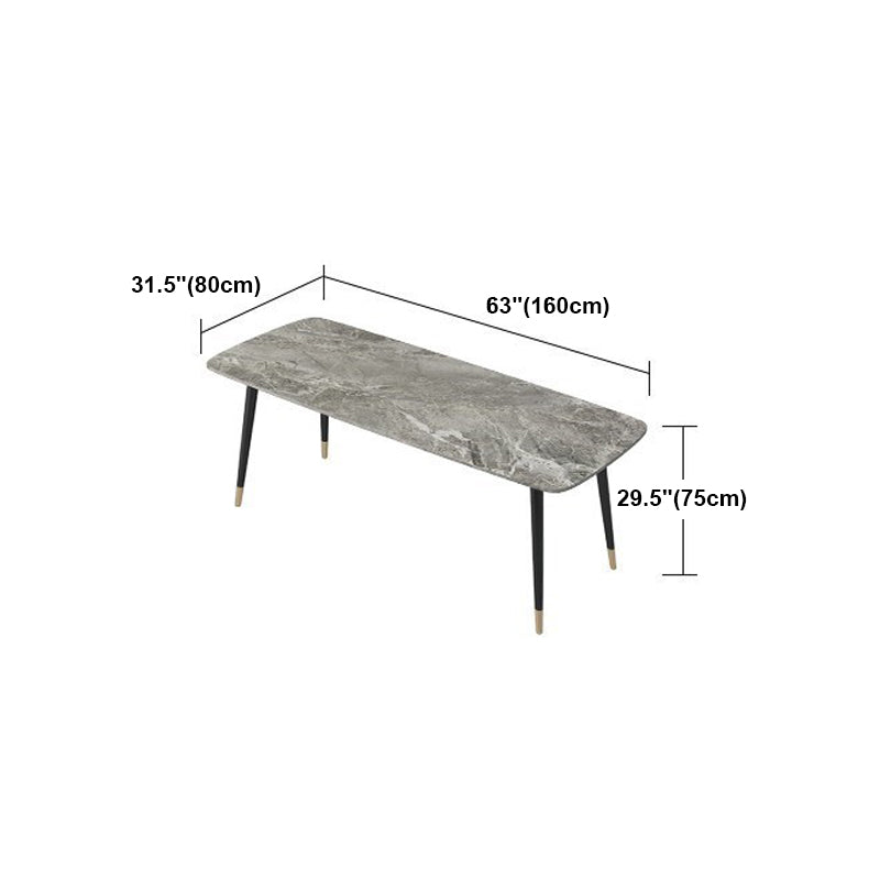 Rectangle Shape Luxury Dining Table Grey Fixed Table with Sintered Stone