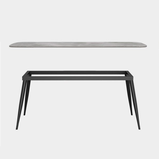 Rectangle Grey Tone Dining Table Sintered Stone Table Simplicity with 4 Legs
