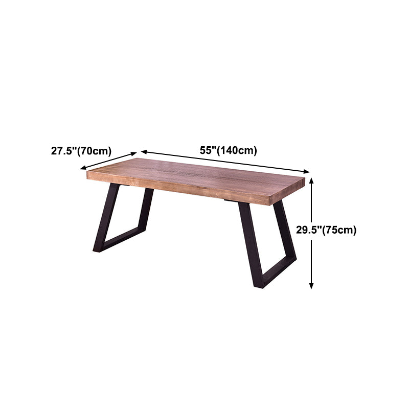 Metal Industrial Rectangle Table Pine Solid Wood Top Dining Table with Sled Base