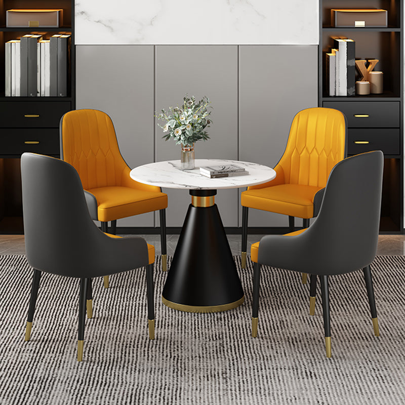 Metal Modern Round Dining Table Sintered Stone Table for Dining Room and Kitchen