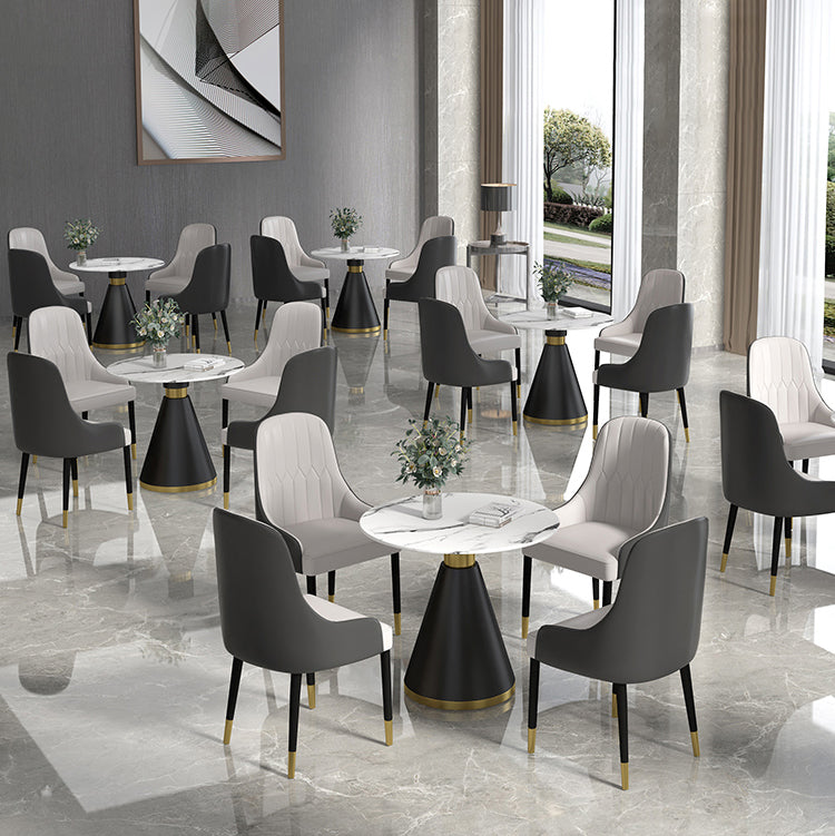 Metal Modern Round Dining Table Sintered Stone Table for Dining Room and Kitchen