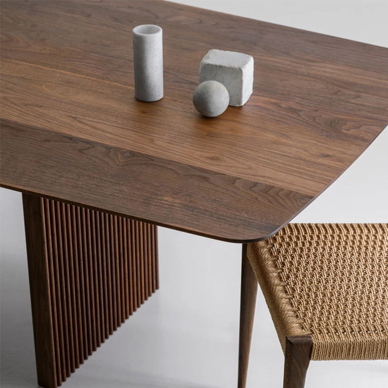 Rectangle Dining Table Modern Oak Solid Wood Double Pedestal Dining Table
