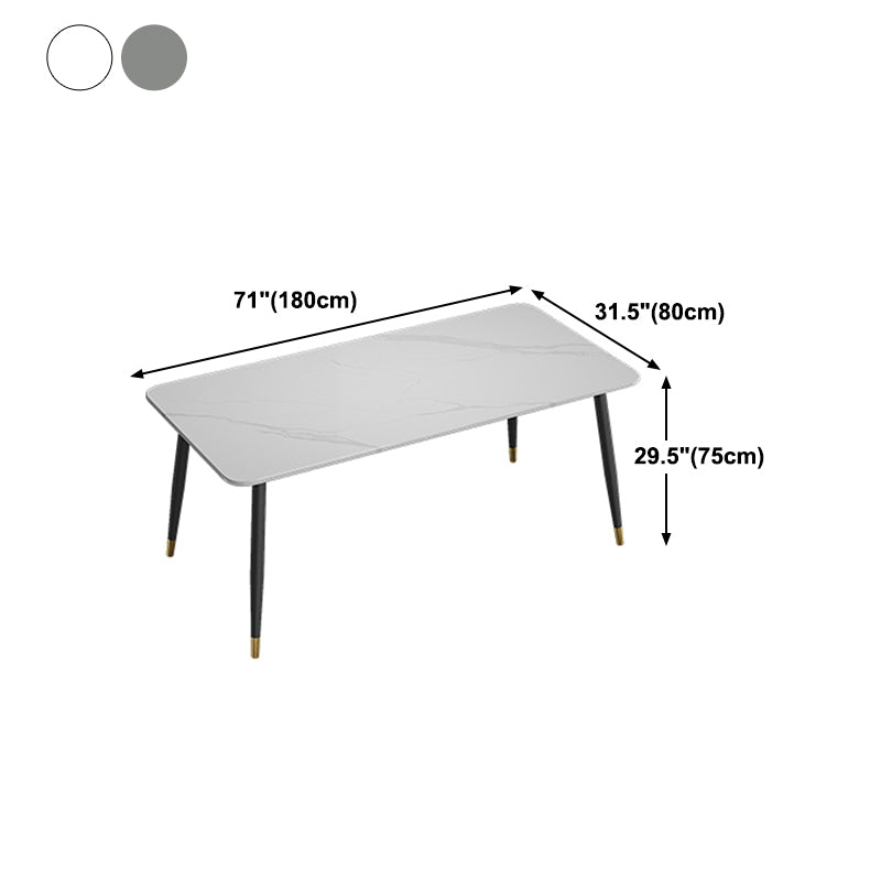 Modern 4 Legs Dining Table Stone and Steel Rectangle Counter Dining Table