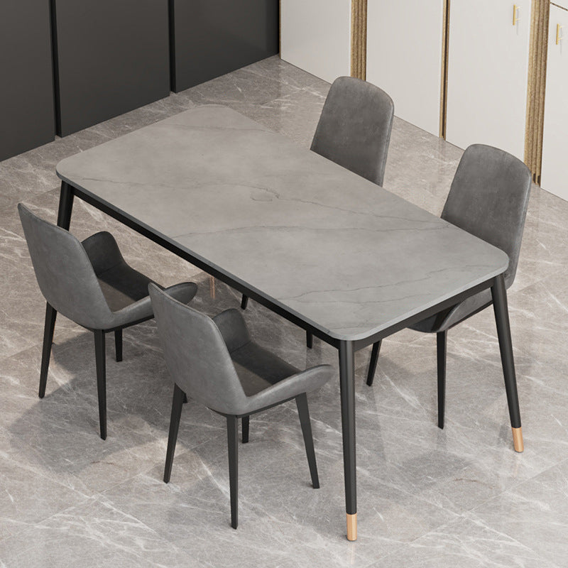 Glam Style Stone Dining Table 4 Metal Legs Table Home Rectangle Dining Table