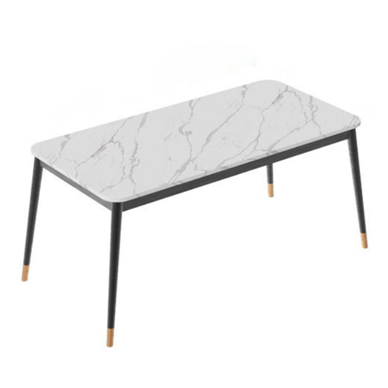 Glam Style Stone Dining Table 4 Metal Legs Table Home Rectangle Dining Table