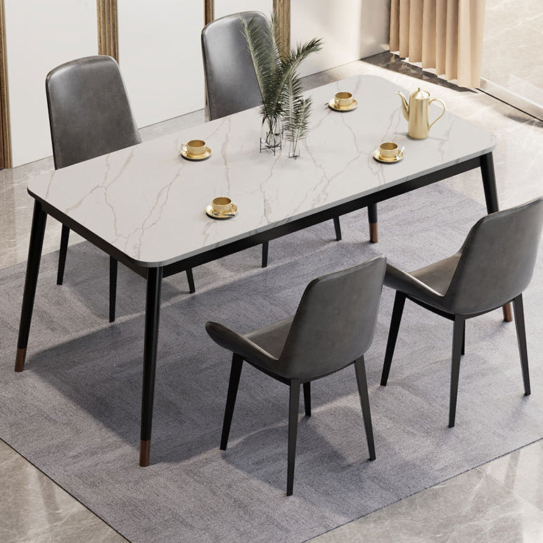 Glam Style Stone Dining Table 4 Metal Legs Table Home Rectangle Dining Table