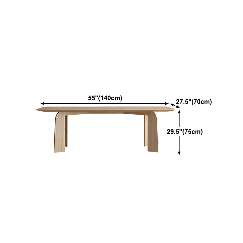 4 Natural Finish Legs Dining Table Modern Solid Wood Rectangle Dining Table