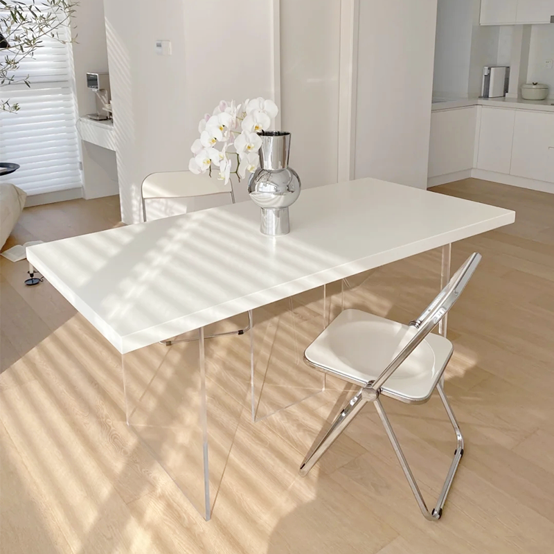 Simple Style Dining Table Acrylic Legs Table Home Rectangle Dining Table