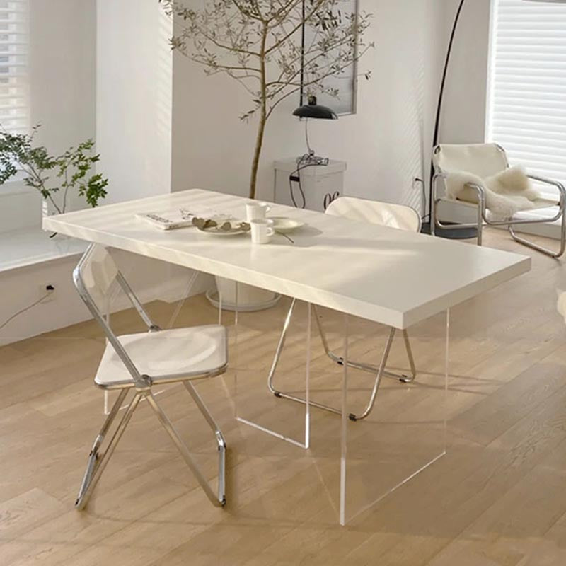 Simple Style Dining Table Acrylic Legs Table Home Rectangle Dining Table