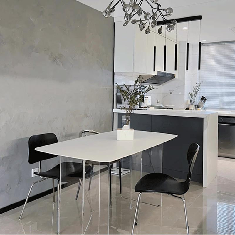 Simple Style Dining Table Acrylic Legs Table Home Rectangle Dining Table