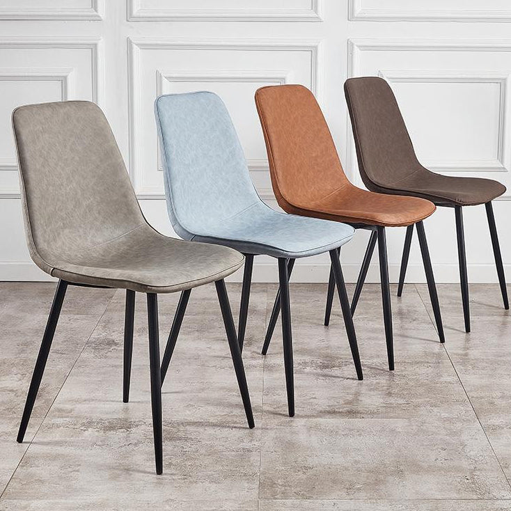 Armless Side Chairs Modern Faux Leather Kitchen Chairs for Dining Room