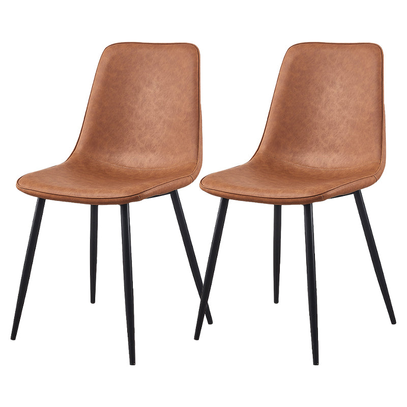 Armless Side Chairs Modern Faux Leather Kitchen Chairs for Dining Room