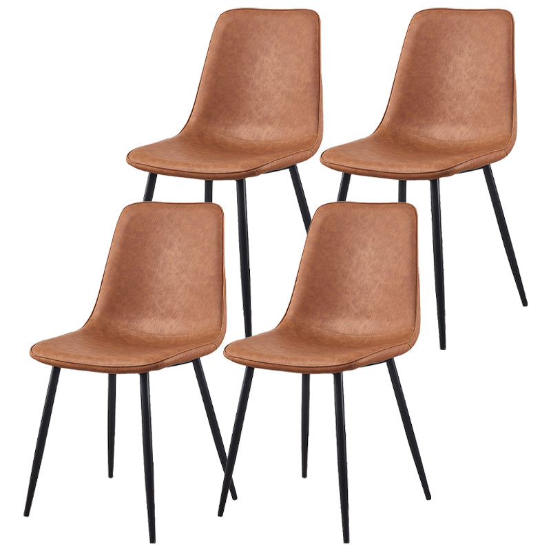 Armless Side Chairs Modern Faux Leather Kitchen Chairs for Dining Room