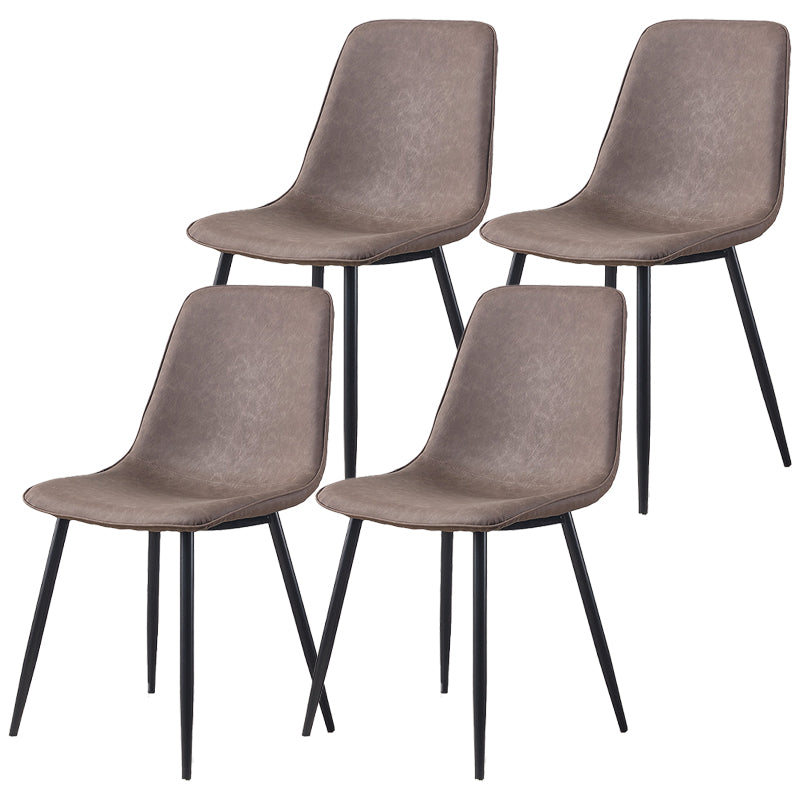 Armless Side Chairs Modern Faux Leather Kitchen Chairs for Dining Room