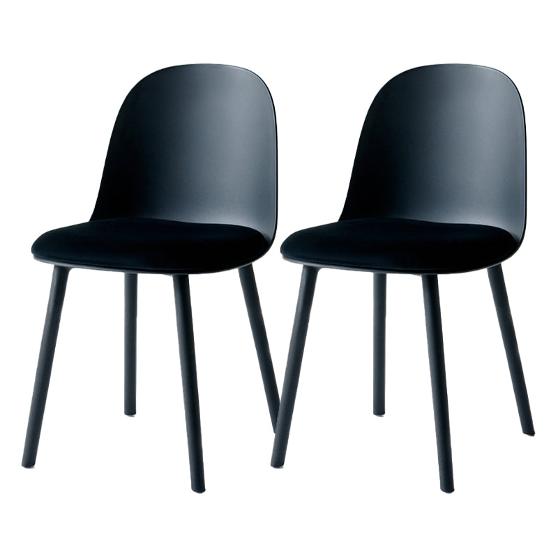 Contemporary Plastic Side Chair Solid Back Kitchen Dining Room Chair