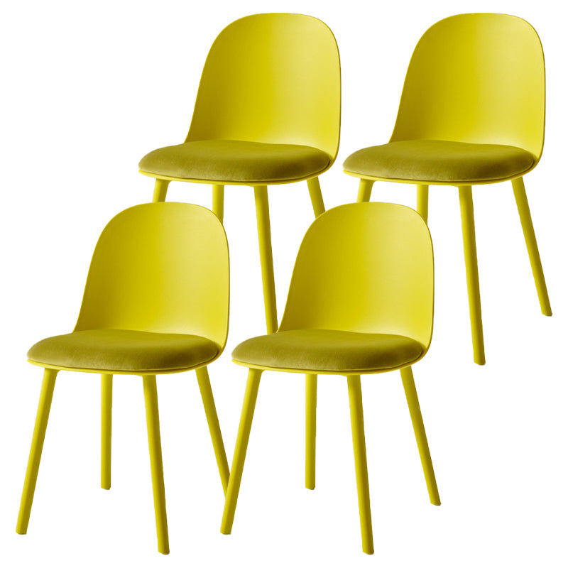 Contemporary Plastic Side Chair Solid Back Kitchen Dining Room Chair