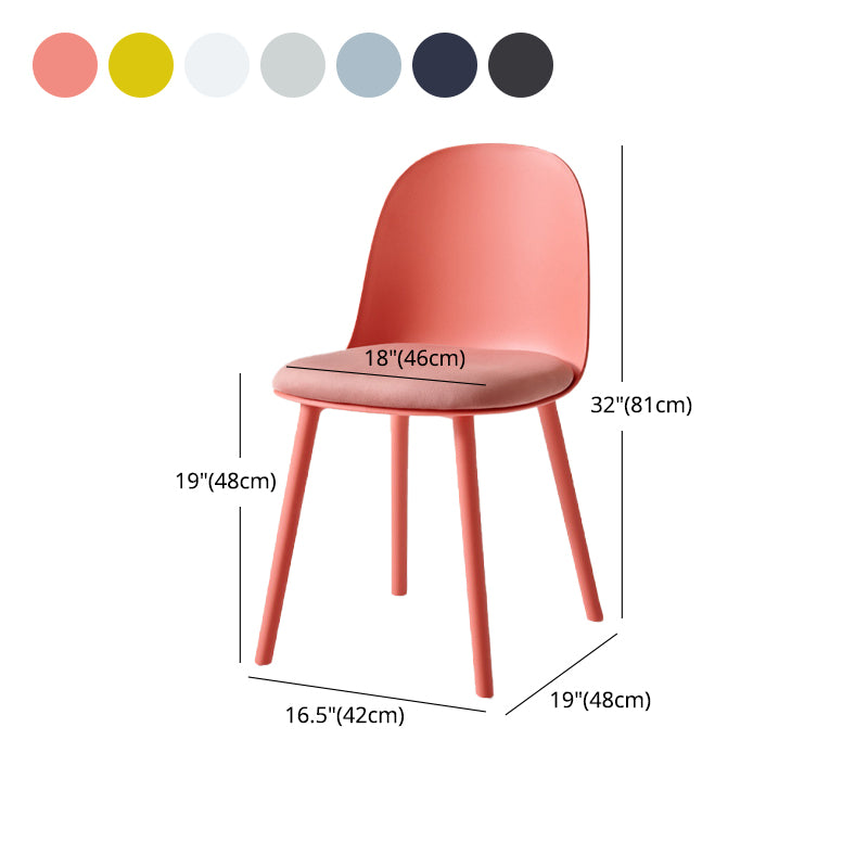 Contemporary Plastic Side Chair Solid Back Kitchen Dining Room Chair