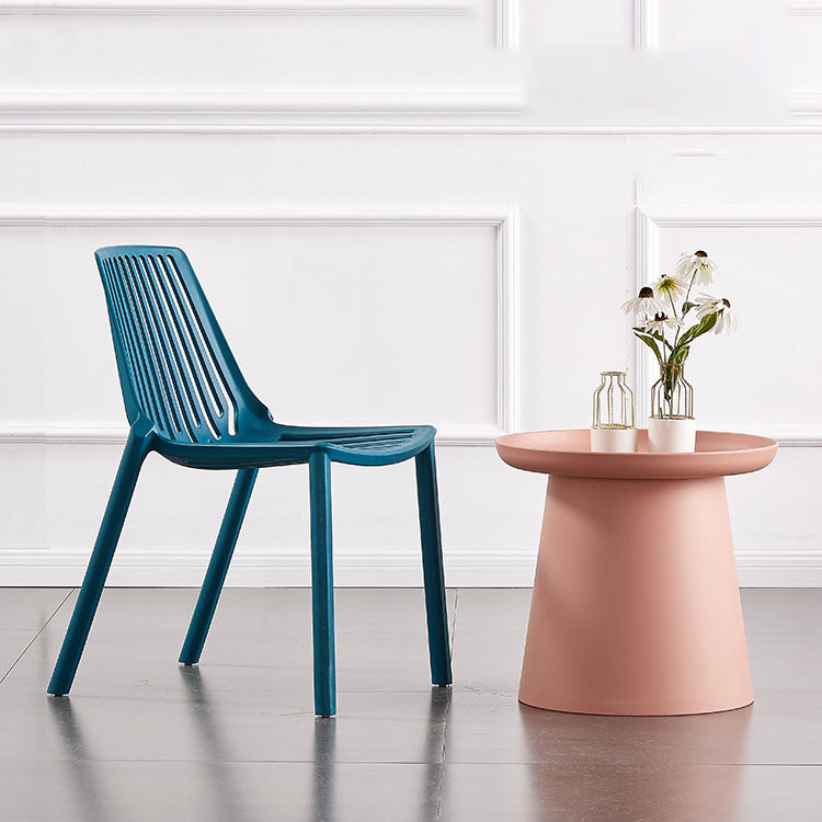 Contemporary Plastic Side Chair Slat Back Kitchen Dining Room Chair