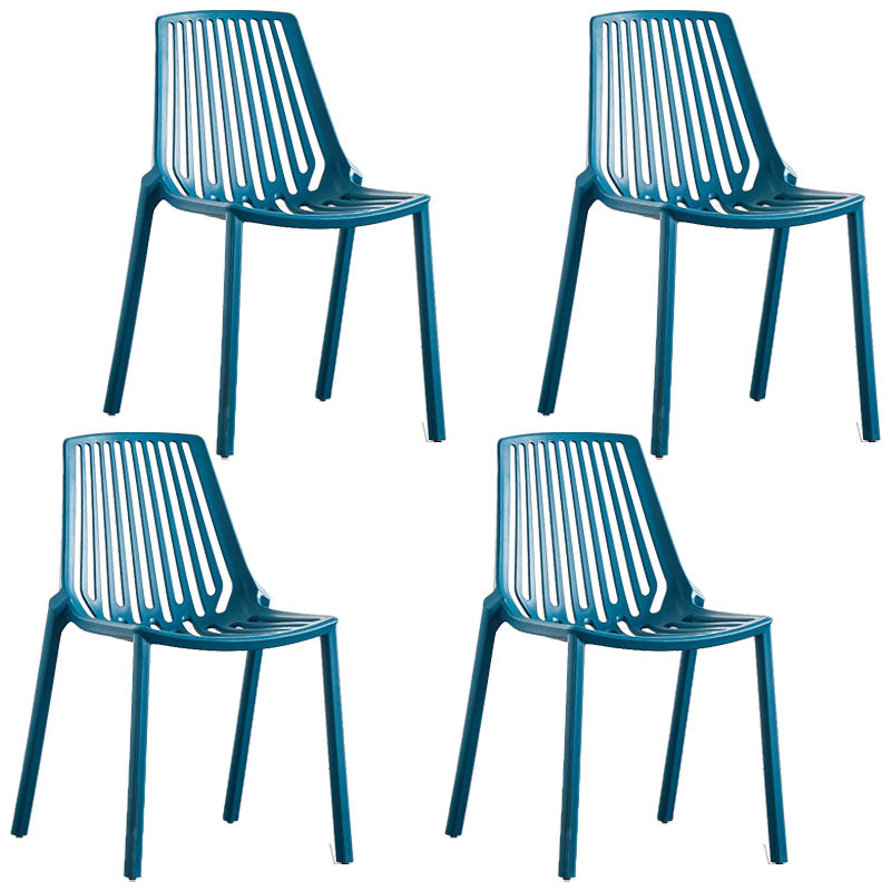 Contemporary Plastic Side Chair Slat Back Kitchen Dining Room Chair