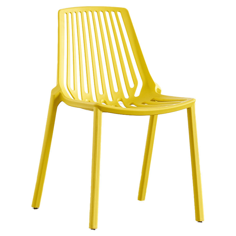 Contemporary Plastic Side Chair Slat Back Kitchen Dining Room Chair