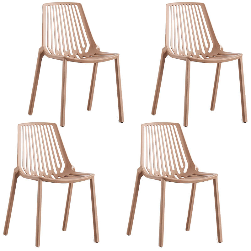 Contemporary Plastic Side Chair Slat Back Kitchen Dining Room Chair