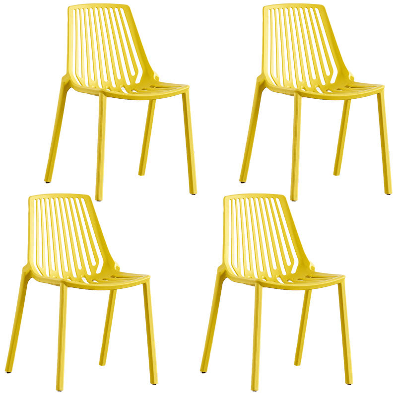 Contemporary Plastic Side Chair Slat Back Kitchen Dining Room Chair
