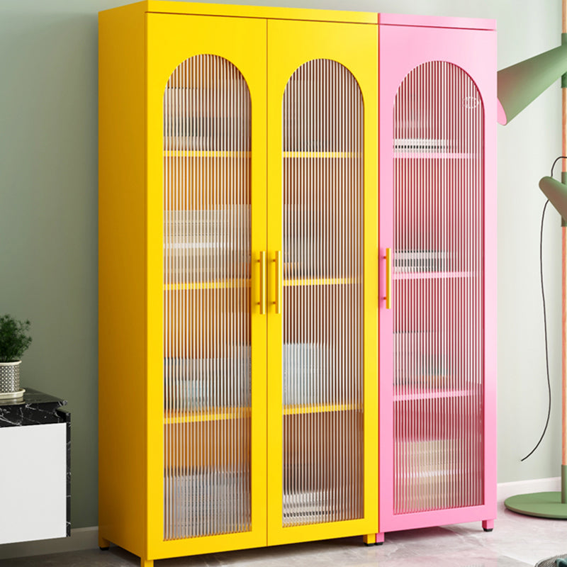 Contemporary Metal Standard Bookcase Closed Back Vertical Bookcase with Glass Door