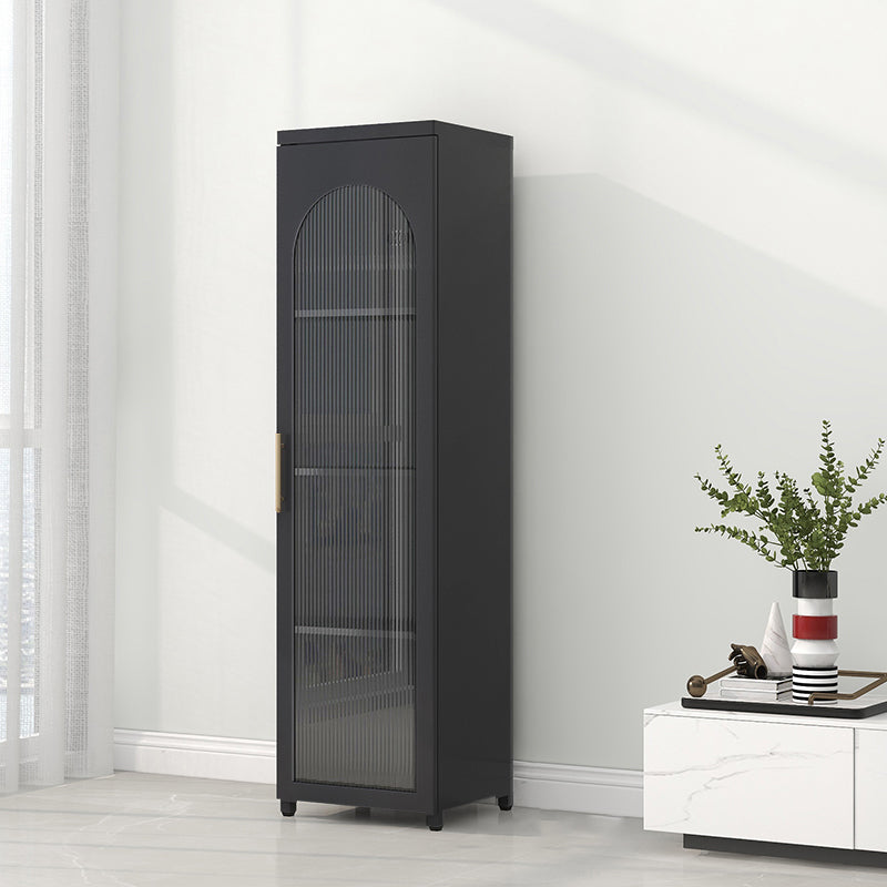 Contemporary Metal Standard Bookcase Closed Back Vertical Bookcase with Glass Door