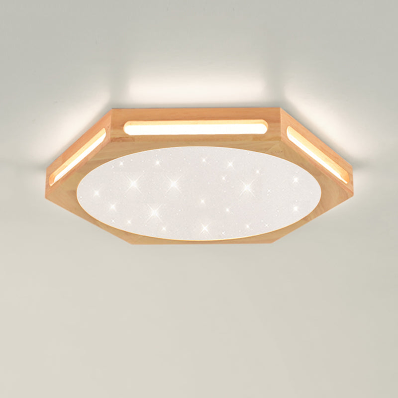 Modern Style Geometry Shape Ceiling Lamp Wood 1 Light Ceiling Lighting for Dining Room