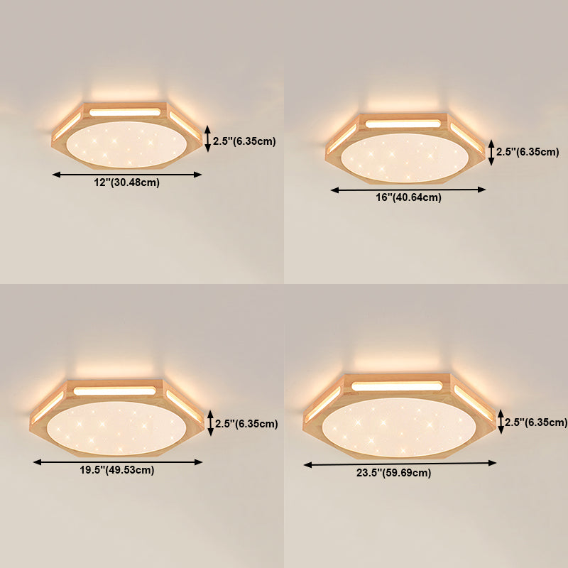 Modern Style Geometry Shape Ceiling Lamp Wood 1 Light Ceiling Lighting for Dining Room